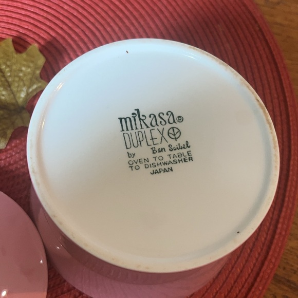 Vtg Mid Century Modern Mikasa Duplex Ben Seibel Pink/White Creamer & Sugar Set - Picture 6 of 6